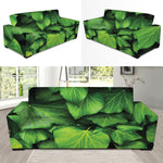 Green Ivy Leaf Print Sofa Slipcover