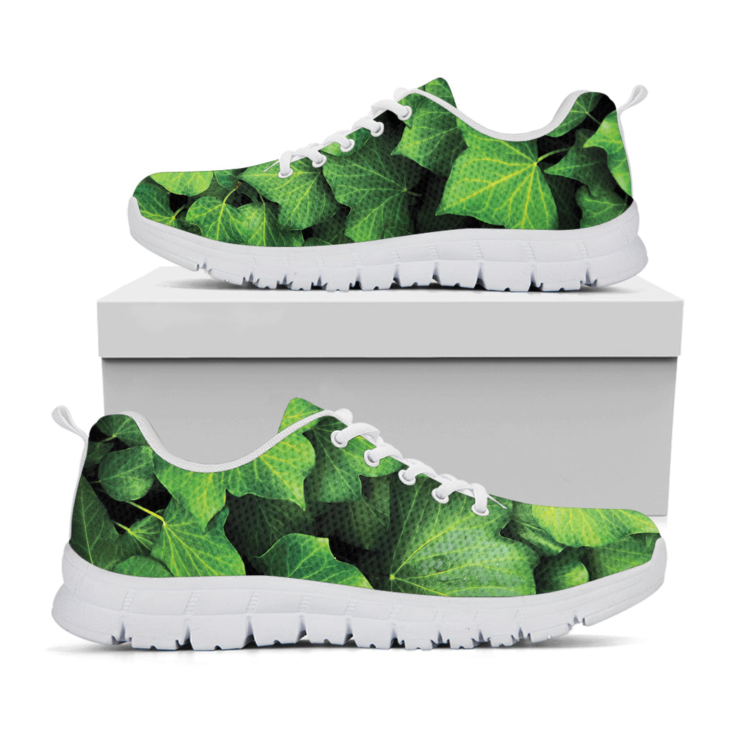 Green Ivy Leaf Print White Sneakers