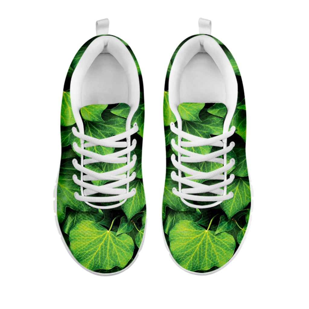 Green Ivy Leaf Print White Sneakers