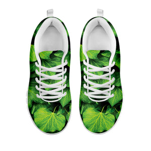 Green Ivy Leaf Print White Sneakers