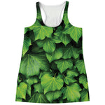 Green Ivy Leaf Print Women's Racerback Tank Top