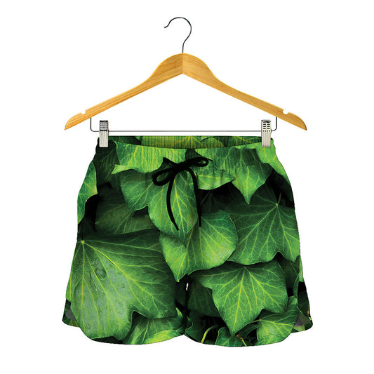 Green Ivy Leaf Print Women's Shorts