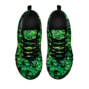 Green Ivy Wall Print Black Sneakers