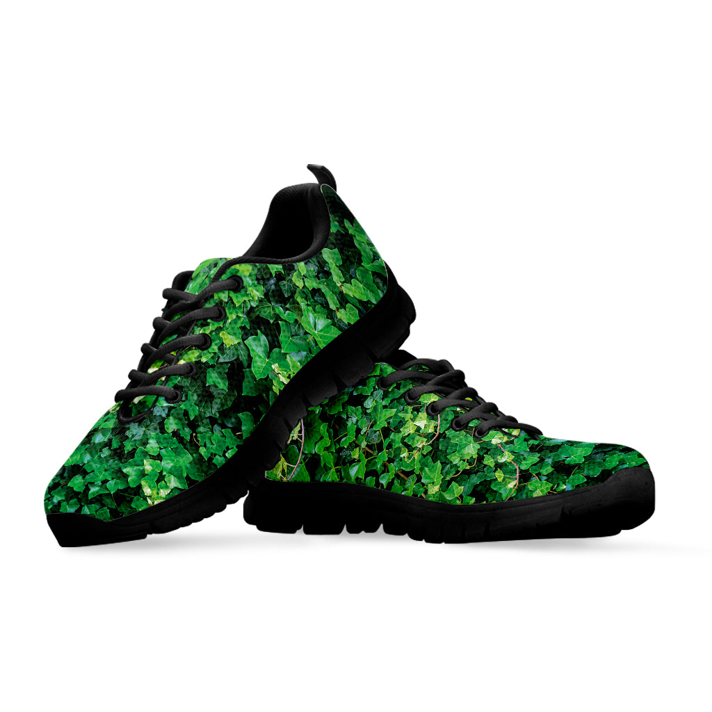 Green Ivy Wall Print Black Sneakers