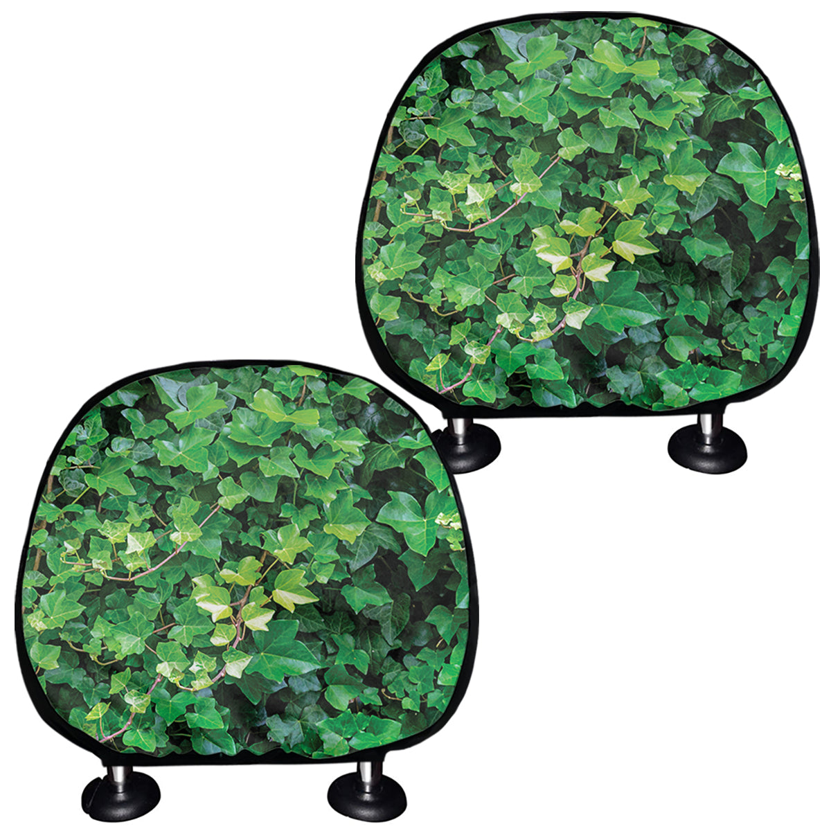 Green Ivy Wall Print Car Headrest Covers