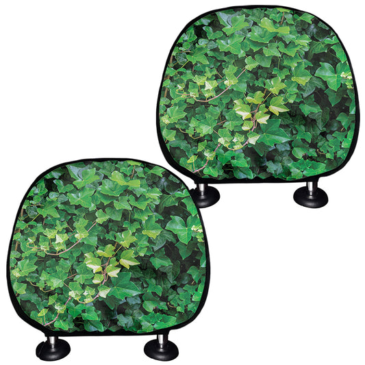 Green Ivy Wall Print Car Headrest Covers