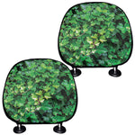 Green Ivy Wall Print Car Headrest Covers