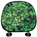 Green Ivy Wall Print Car Headrest Covers
