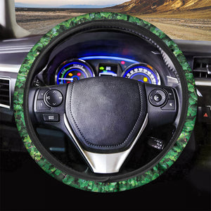 Green Ivy Wall Print Car Steering Wheel Cover