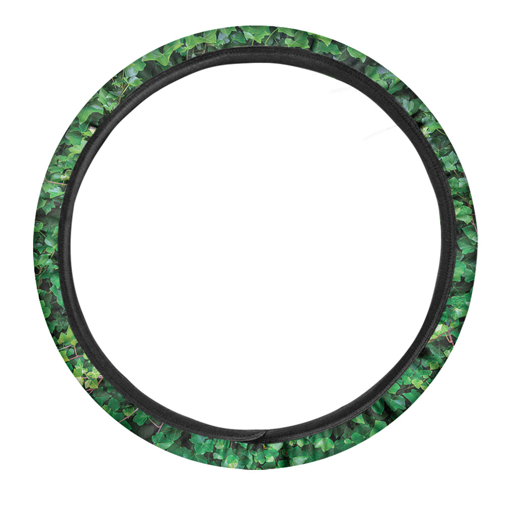 Green Ivy Wall Print Car Steering Wheel Cover
