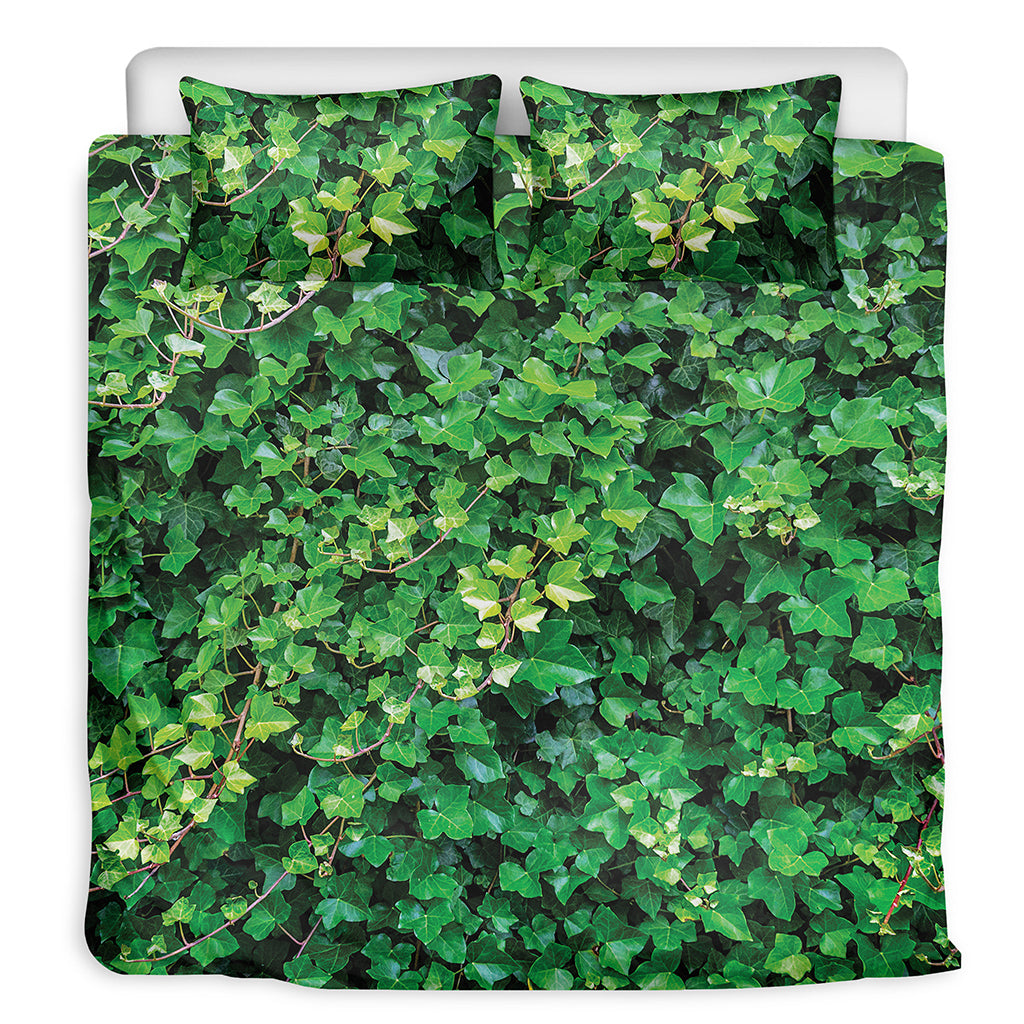 Green Ivy Wall Print Duvet Cover Bedding Set