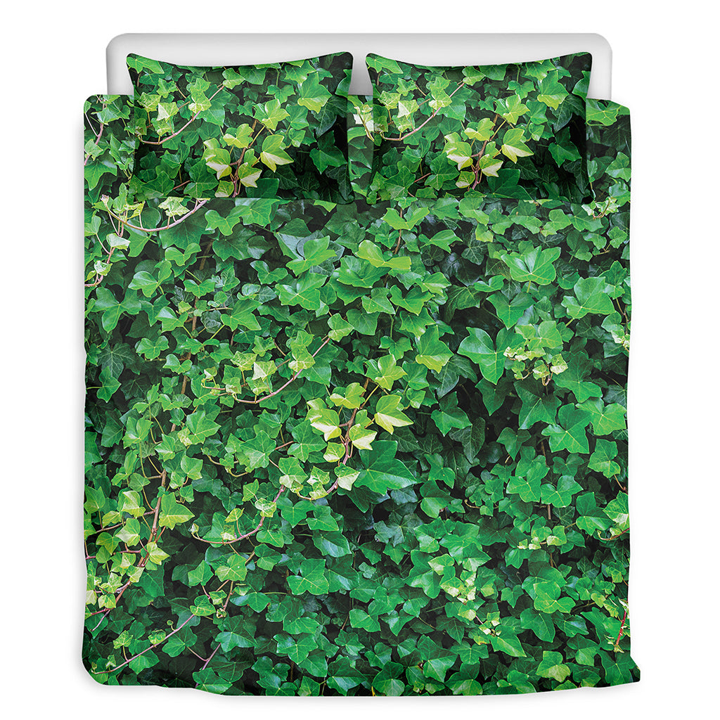 Green Ivy Wall Print Duvet Cover Bedding Set