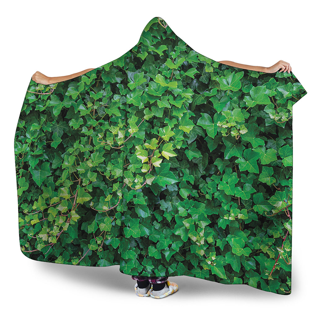 Green Ivy Wall Print Hooded Blanket