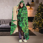 Green Ivy Wall Print Hooded Blanket