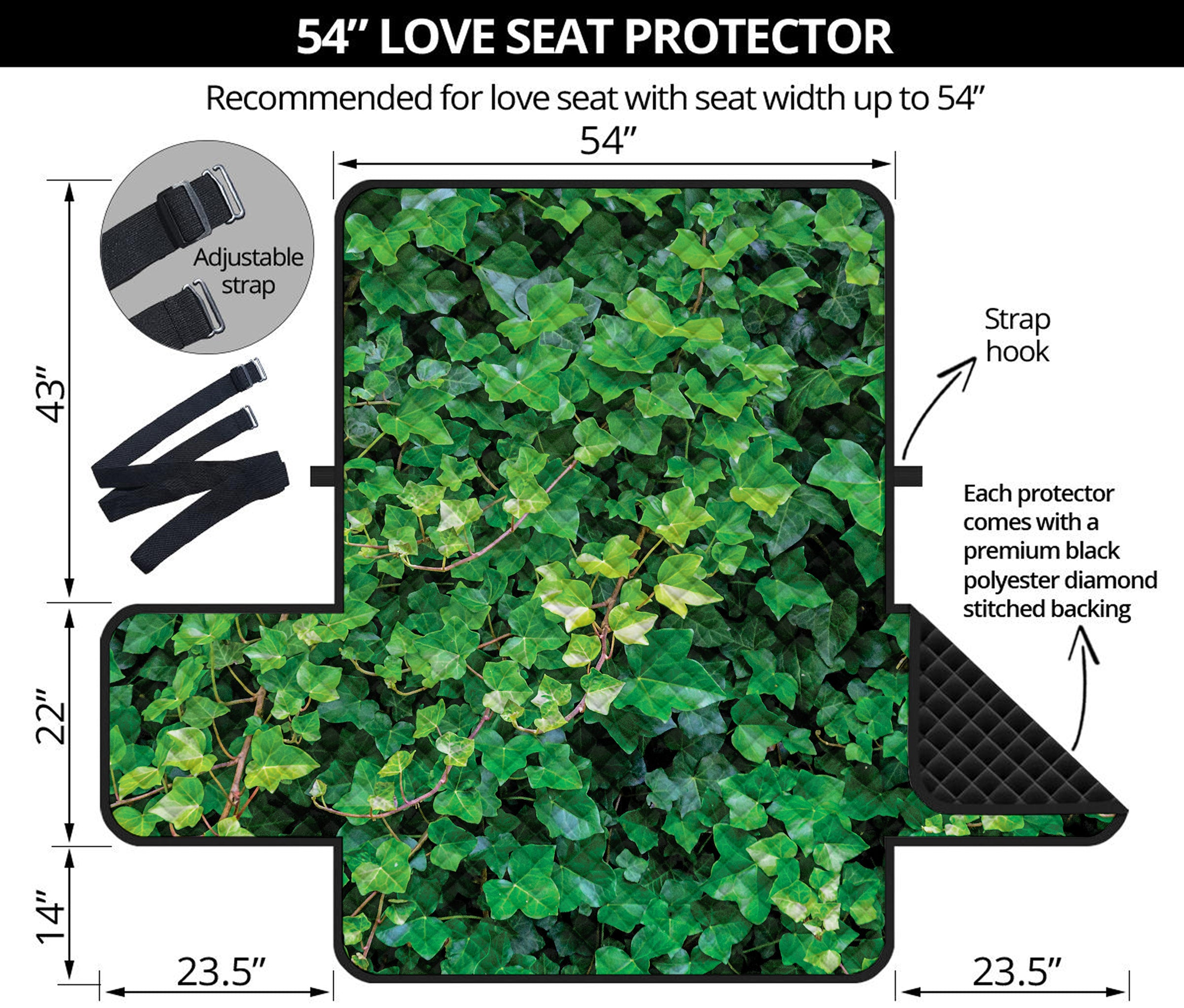 Green Ivy Wall Print Loveseat Protector