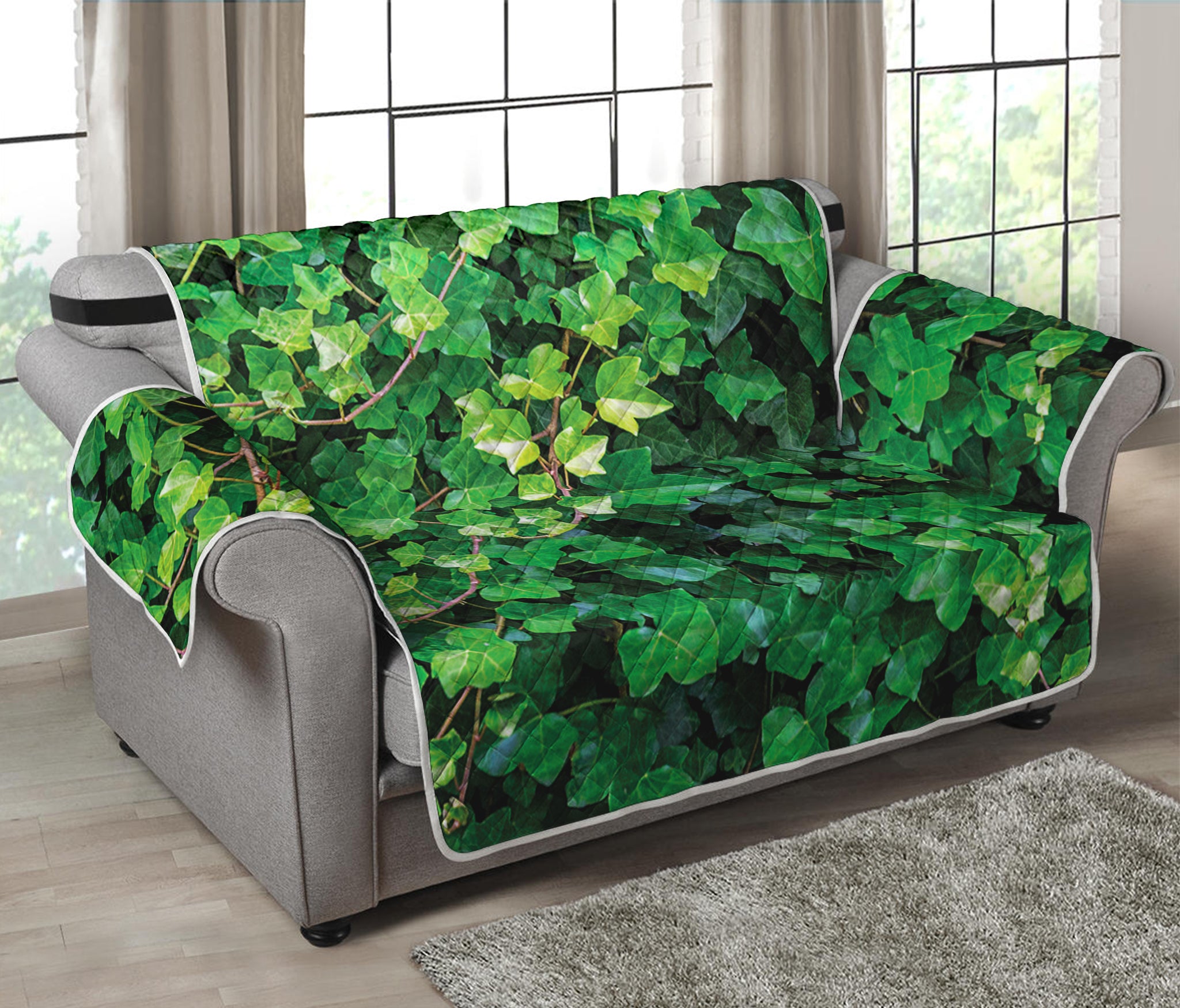 Green Ivy Wall Print Loveseat Protector