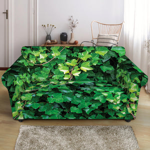 Green Ivy Wall Print Loveseat Slipcover