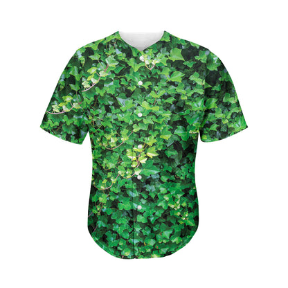 Green Ivy Wall Print Men's Baseball Jersey