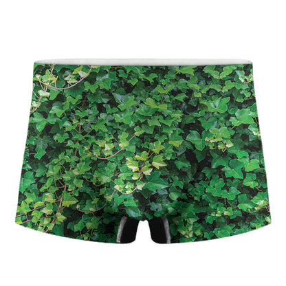 Green Ivy Wall Print Men's Boxer Briefs