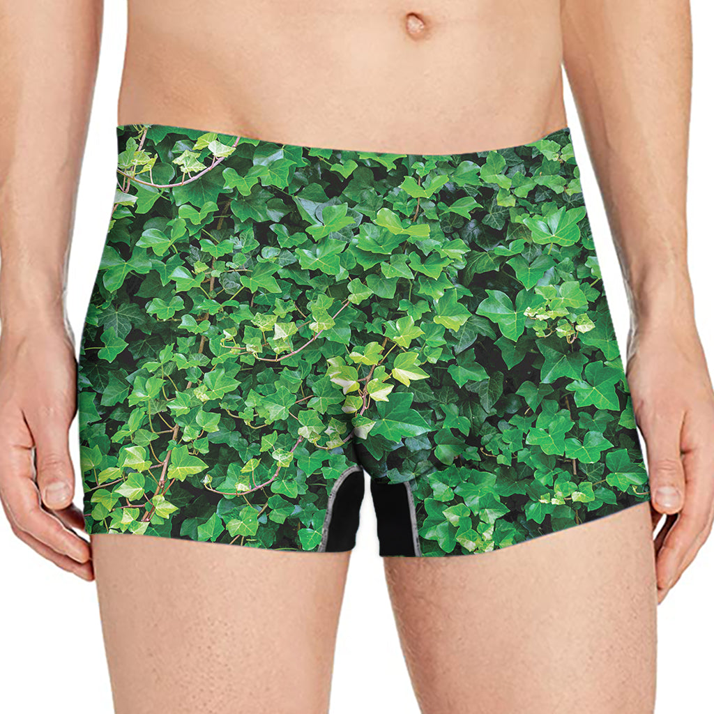 Green Ivy Wall Print Men's Boxer Briefs