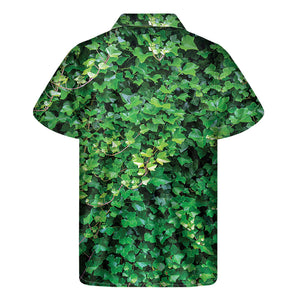 Green Ivy Wall Print Men's Short Sleeve Shirt