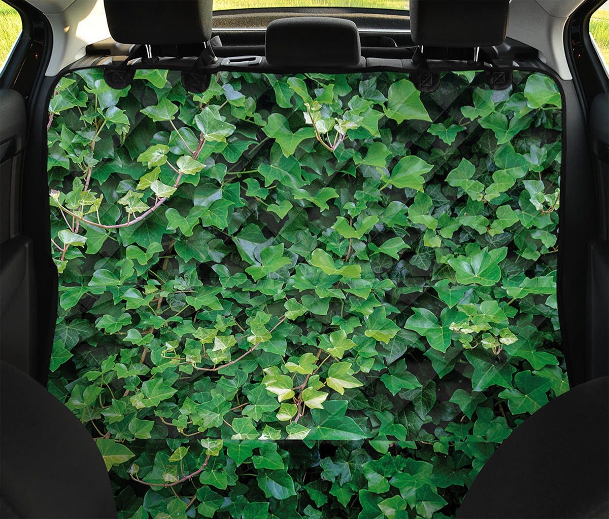 Green Ivy Wall Print Pet Car Back Seat Cover