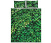 Green Ivy Wall Print Quilt Bed Set