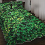 Green Ivy Wall Print Quilt Bed Set