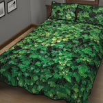 Green Ivy Wall Print Quilt Bed Set