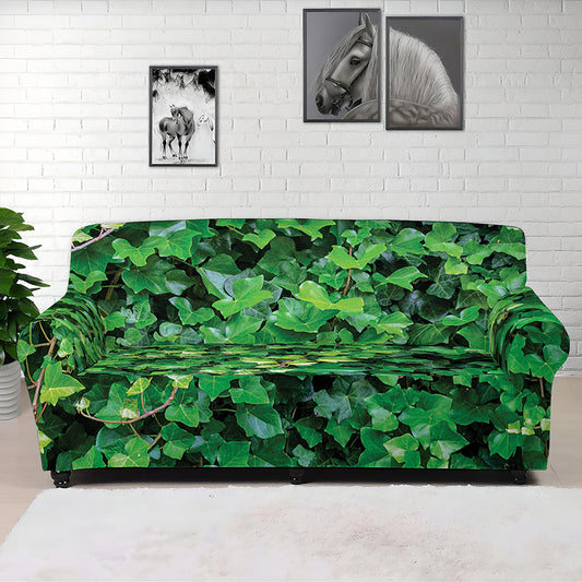 Green Ivy Wall Print Sofa Cover