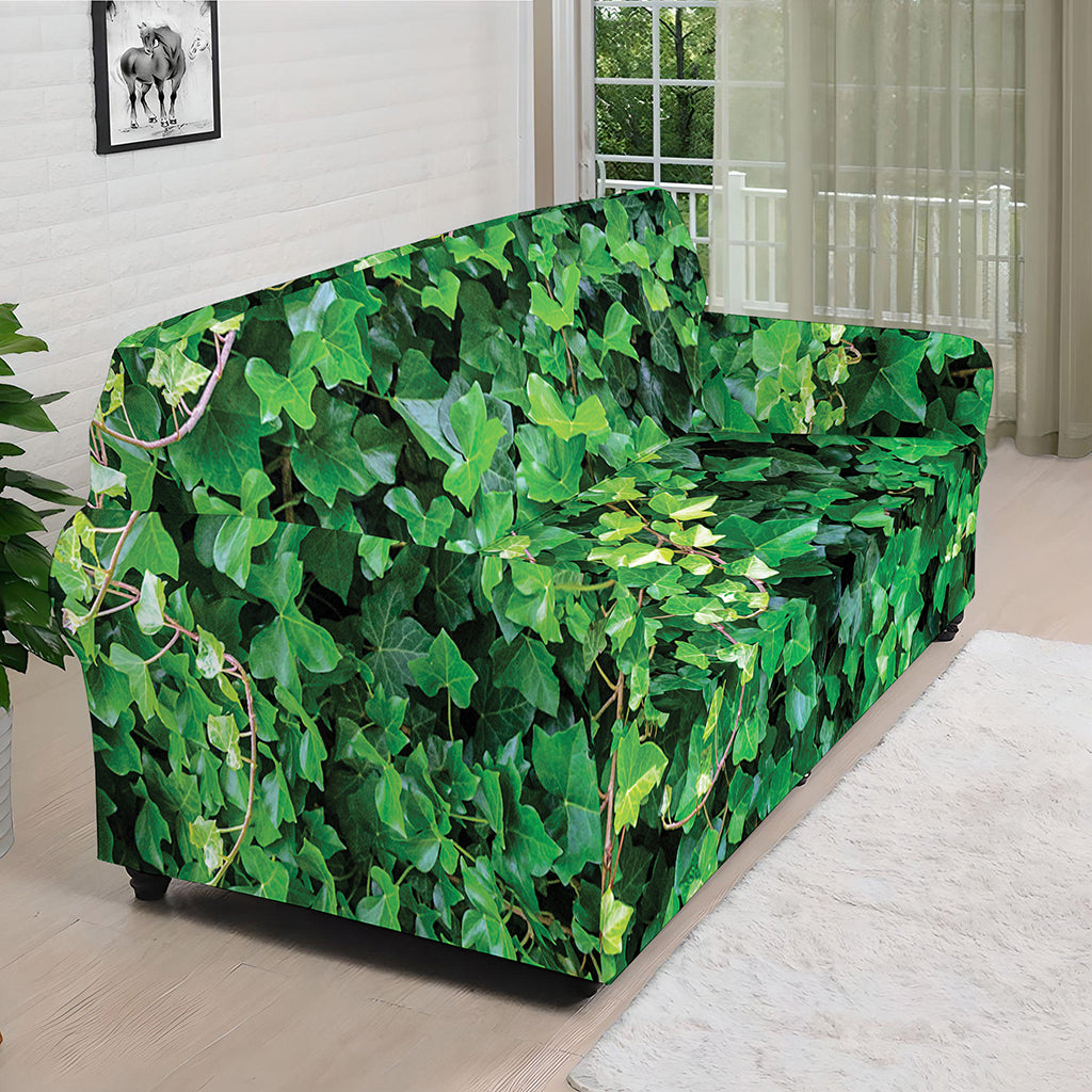Green Ivy Wall Print Sofa Cover