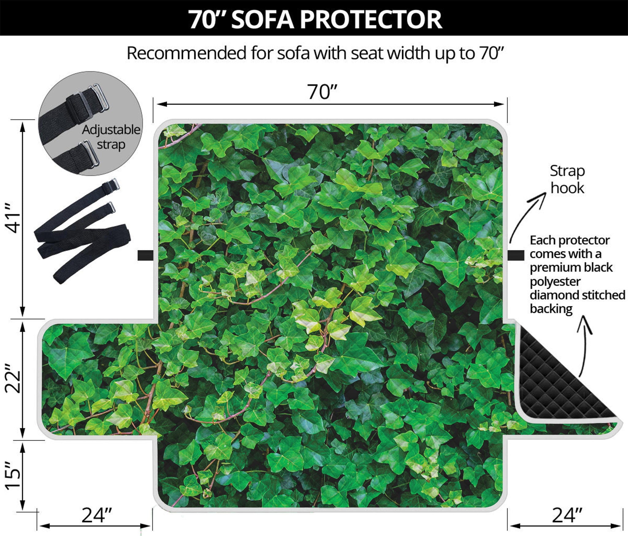 Green Ivy Wall Print Sofa Protector