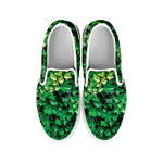 Green Ivy Wall Print White Slip On Shoes