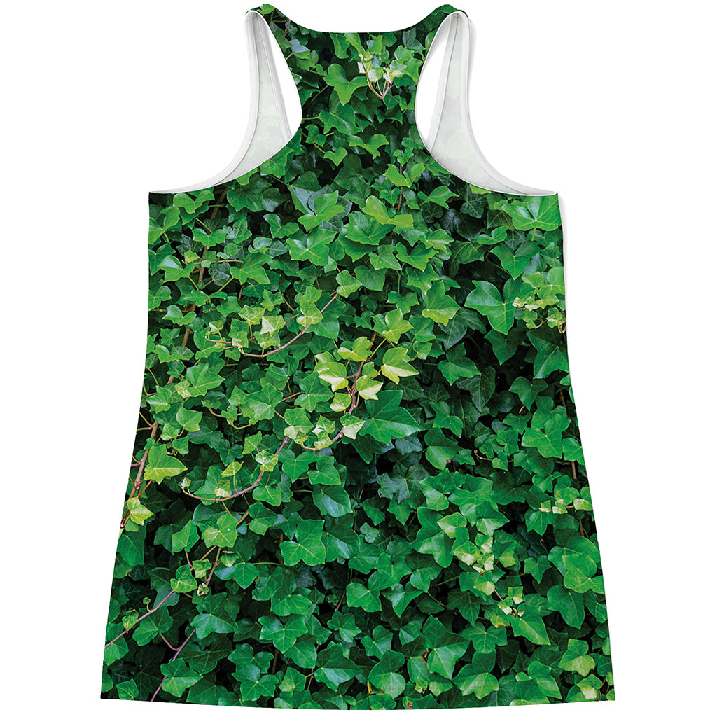 Green Ivy Wall Print Women's Racerback Tank Top