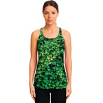 Green Ivy Wall Print Women's Racerback Tank Top