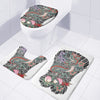 Green Japanese Dragon Tattoo Print 3 Piece Bath Mat Set