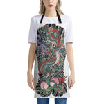 Green Japanese Dragon Tattoo Print Apron