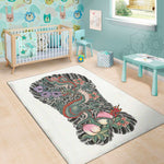 Green Japanese Dragon Tattoo Print Area Rug