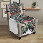 Green Japanese Dragon Tattoo Print Armchair Protector