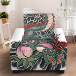 Green Japanese Dragon Tattoo Print Armchair Slipcover