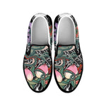 Green Japanese Dragon Tattoo Print Black Slip On Shoes