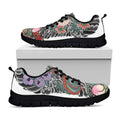 Green Japanese Dragon Tattoo Print Black Running Shoes