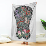 Green Japanese Dragon Tattoo Print Blanket