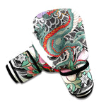 Green Japanese Dragon Tattoo Print Boxing Gloves