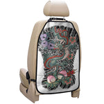 Green Japanese Dragon Tattoo Print Car Seat Organizers