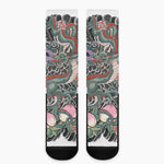 Green Japanese Dragon Tattoo Print Crew Socks