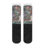 Green Japanese Dragon Tattoo Print Crew Socks