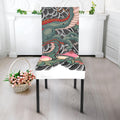 Green Japanese Dragon Tattoo Print Dining Chair Slipcover