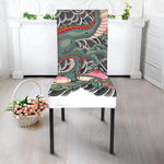 Green Japanese Dragon Tattoo Print Dining Chair Slipcover