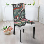 Green Japanese Dragon Tattoo Print Dining Chair Slipcover